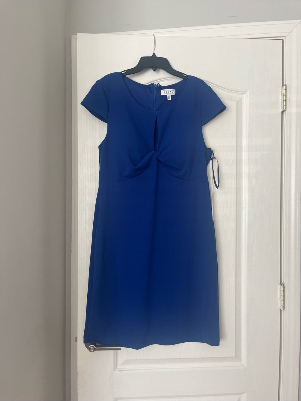 Sienna Sky Royal Blue Twist-Front Cap Sleeve Sheath Dress